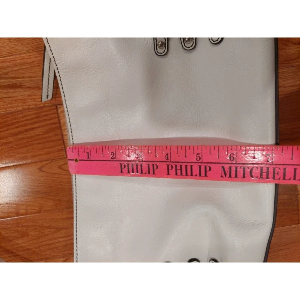 Vtg Etienne Aigner White Leather Shoulder Bag Silver Tone Hardware
